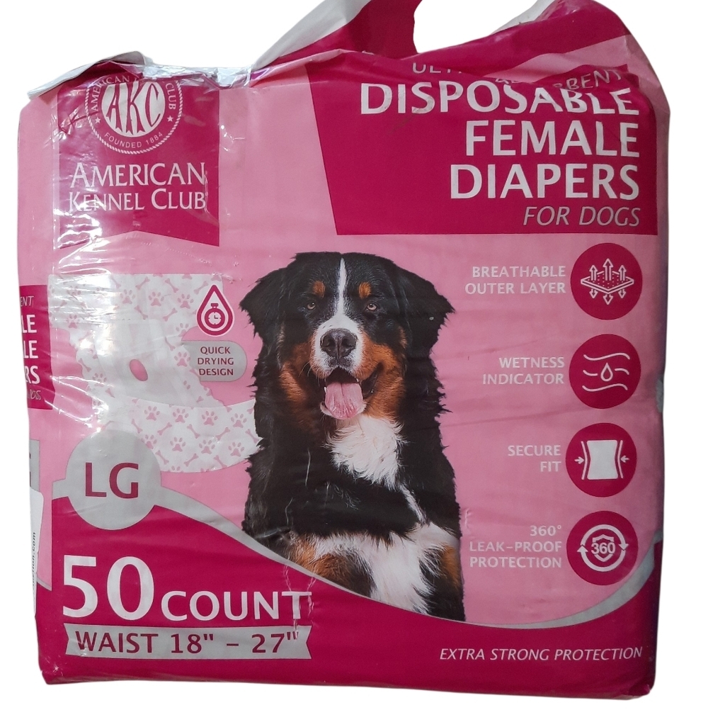 AKC Disposable Female Dog Diapers - Pink 50ct Large